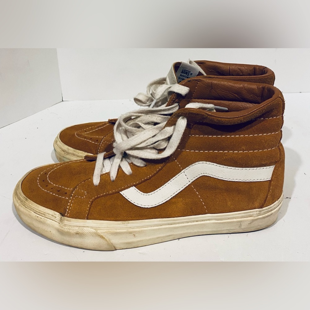Men’s Vans Vault Sk8-Hi Lx Shoes Pumpkin Brown Suede Sz 8 M / 9.5 W Skate Shoes